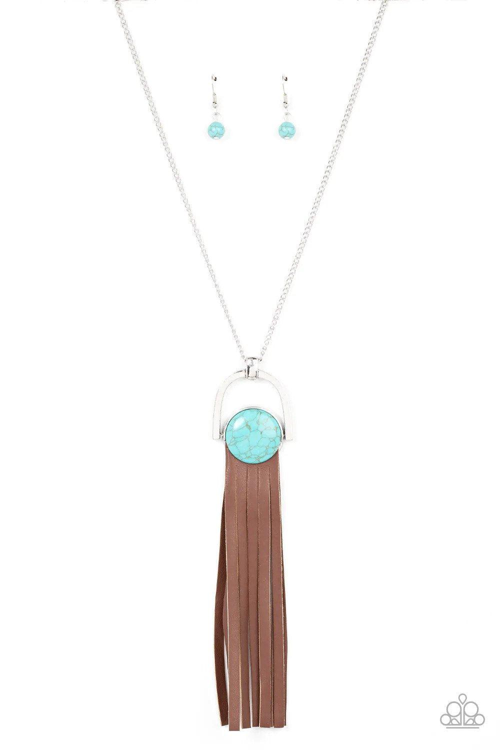 Winslow Wanderer Turquoise Blue Stone Necklace - Paparazzi Accessories- lightbox - CarasShop.com - Paparazzi Jewelry by Cara Jewels