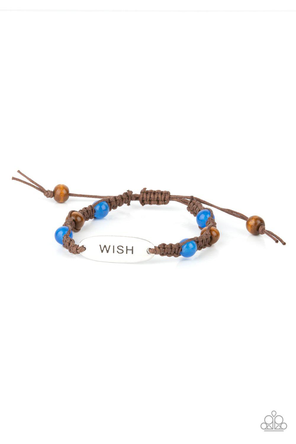 WISH This Way Blue Inspirational Urban Knot Bracelet - Paparazzi Accessories- lightbox - CarasShop.com - Paparazzi Jewelry by Cara Jewels