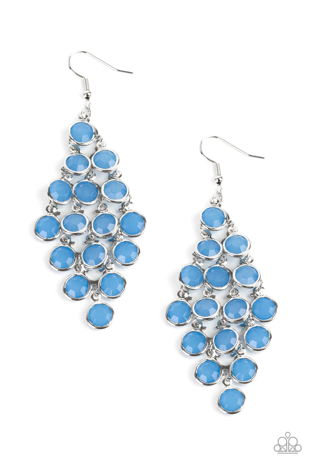 With All DEW Respect Blue Earrings - Paparazzi Accessories 2021 Summer Party Pack Exclusive- lightbox - CarasShop.com - Paparazzi Jewelry by Cara Jewels