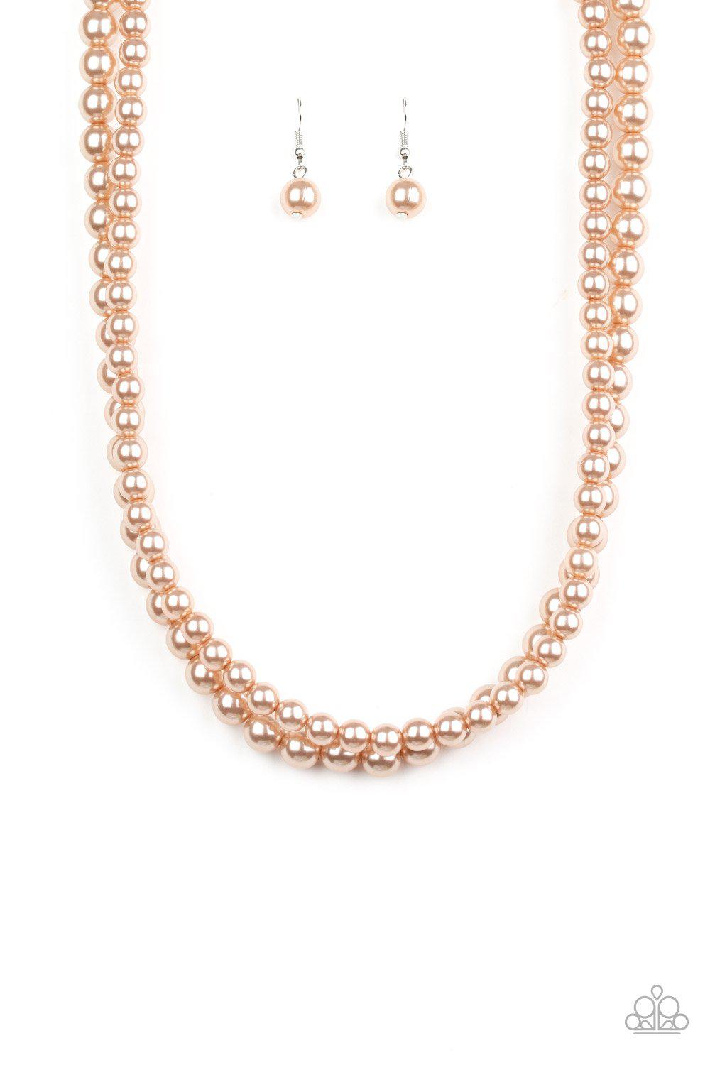Woman of the Century Brown Pearl Necklace - Paparazzi Accessories- lightbox - CarasShop.com - Paparazzi Jewelry by Cara Jewels