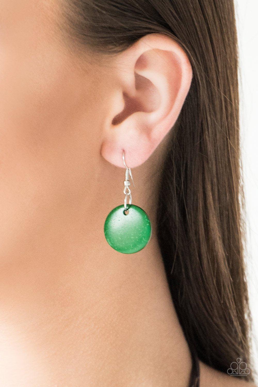 Wonderfully Walla Walla Green Wood Necklace - Paparazzi Accessories - free matching earrings -CarasShop.com - Paparazzi Jewelry by Cara Jewels