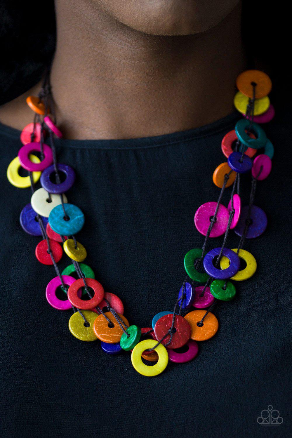 Wonderfully Walla Walla Multicolor Wood Necklace - Paparazzi Accessories- lightbox - CarasShop.com - Paparazzi Jewelry by Cara Jewels
