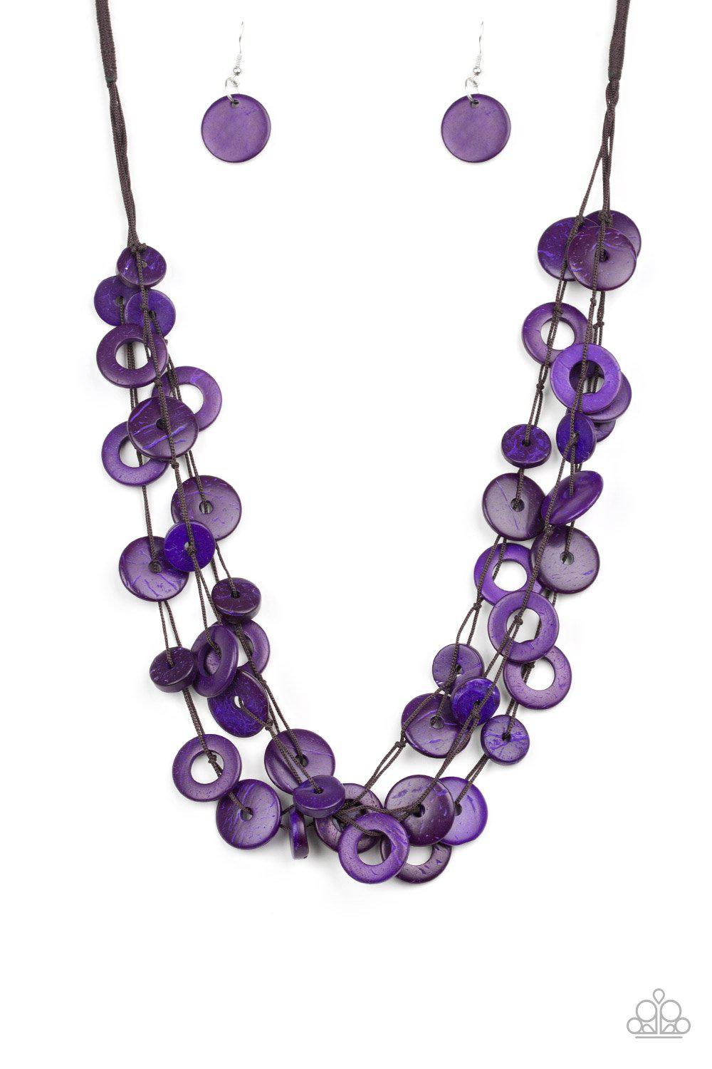 Wonderfully Walla Walla Purple Wood Necklace - Paparazzi Accessories- lightbox - CarasShop.com - Paparazzi Jewelry by Cara Jewels