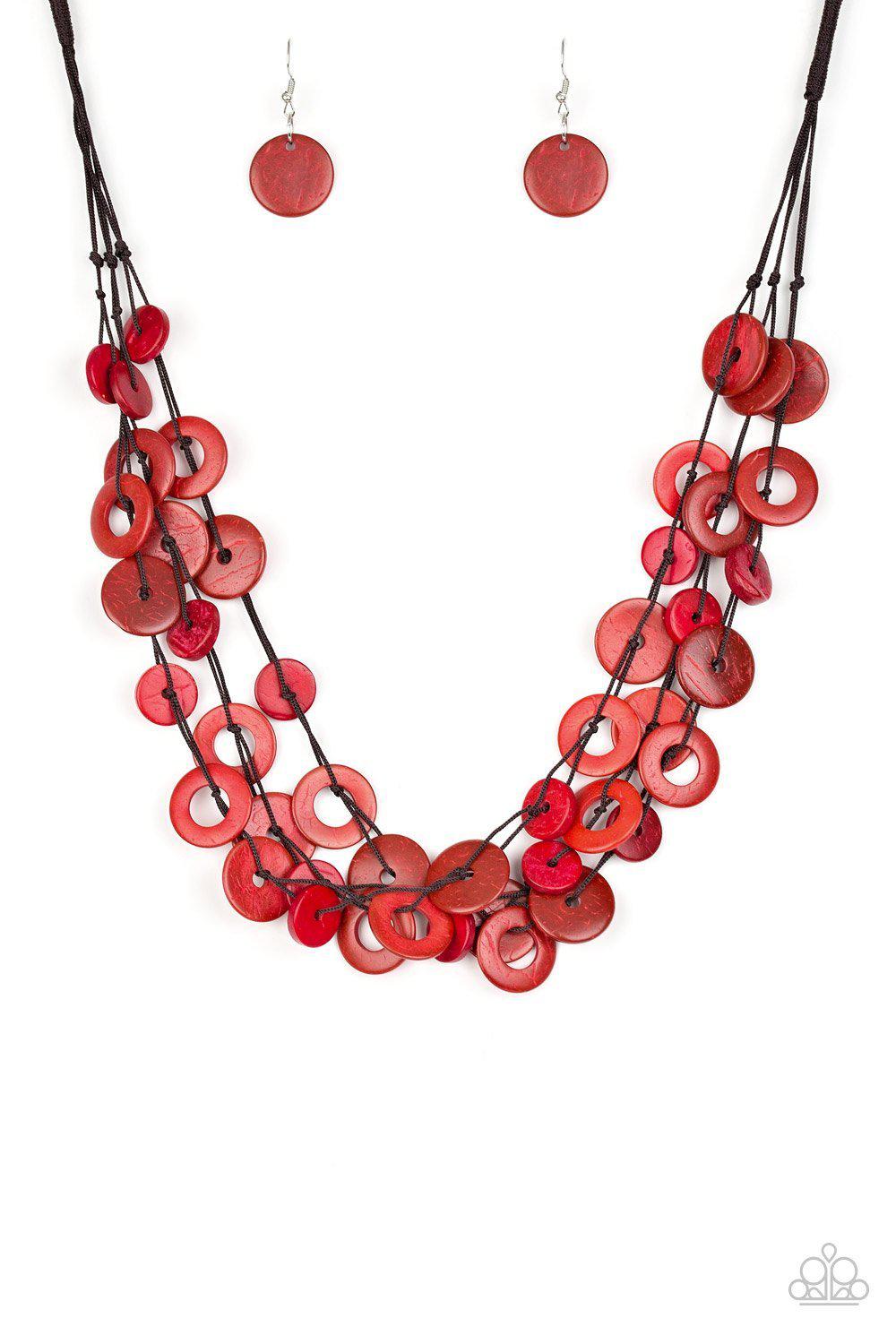 Wonderfully Walla Walla Red Wood Necklace - Paparazzi Accessories- lightbox - CarasShop.com - Paparazzi Jewelry by Cara Jewels