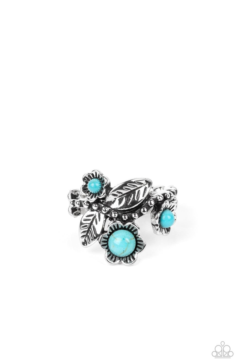 Wonderland Wildflower Turquoise Blue Stone Ring - Paparazzi Accessories- lightbox - CarasShop.com - Paparazzi Jewelry by Cara Jewels