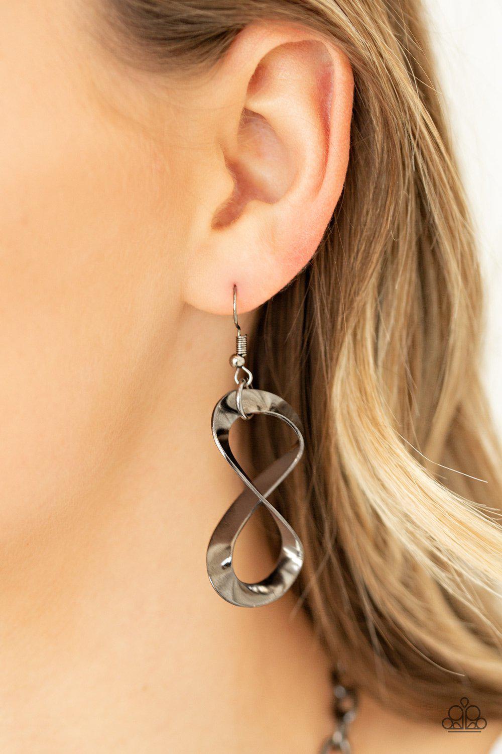 Work, Play, and Slay Black Gunmetal Necklace - Paparazzi Accessories - free matching earrings -CarasShop.com - Paparazzi Jewelry by Cara Jewels