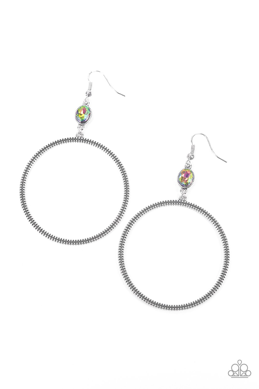 Work That Circuit Multi "Oil Spill" Rhinestone Earrings - Paparazzi Accessories- lightbox - CarasShop.com - Paparazzi Jewelry by Cara Jewels