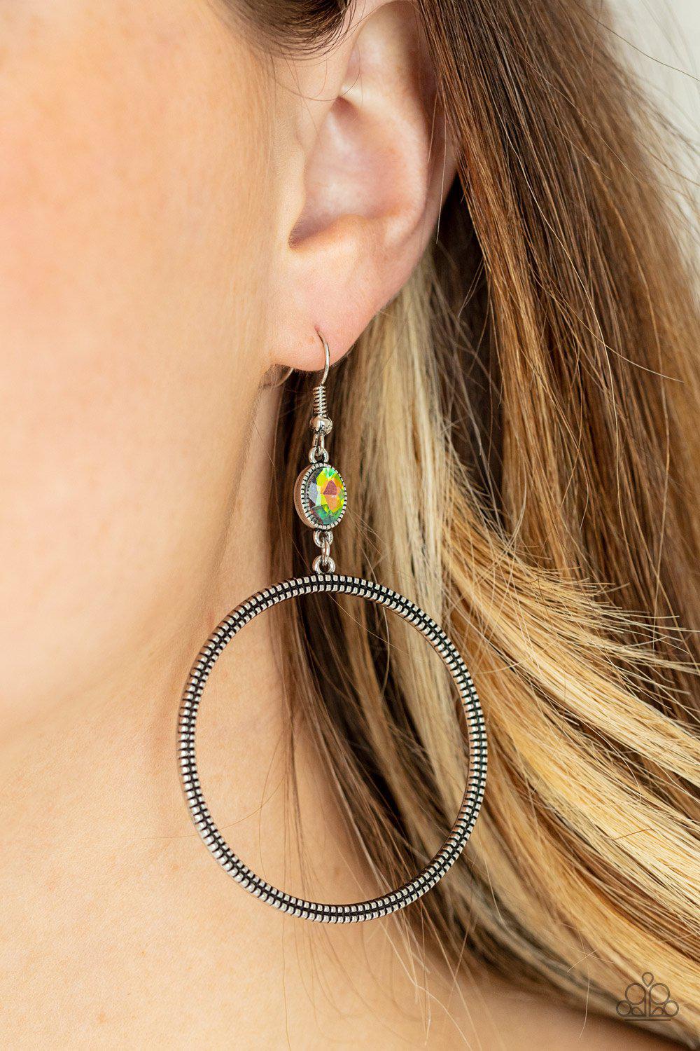Work That Circuit Multi "Oil Spill" Rhinestone Earrings - Paparazzi Accessories- lightbox - CarasShop.com - Paparazzi Jewelry by Cara Jewels
