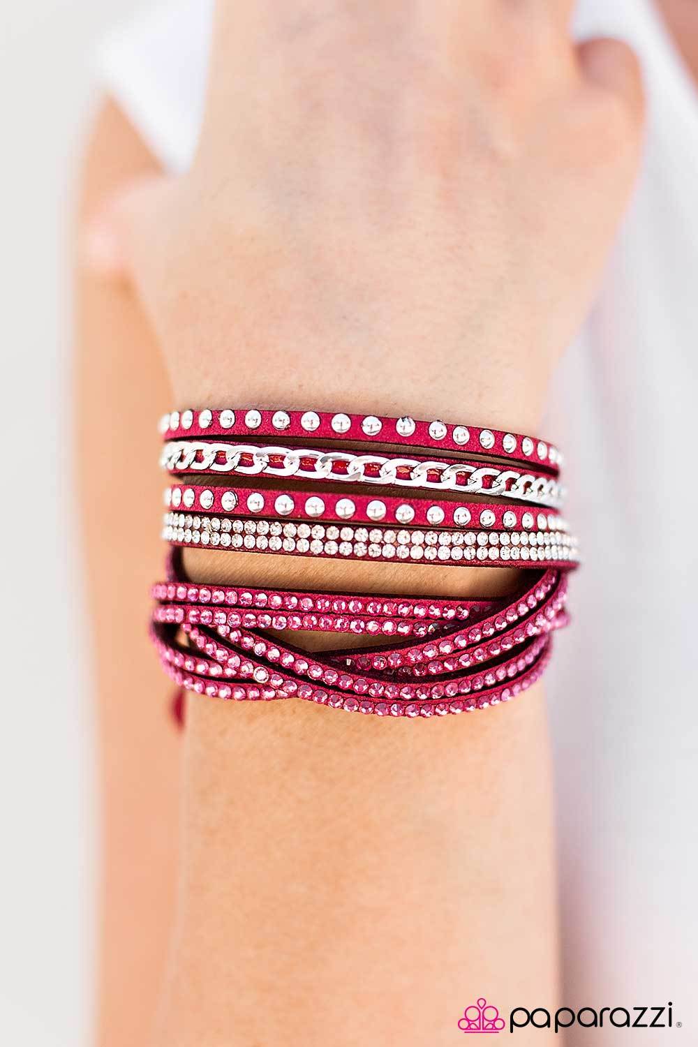 Work Your Magic Pink Braided Double-wrap Snap Bracelet - Paparazzi Accessories- lightbox - CarasShop.com - Paparazzi Jewelry by Cara Jewels