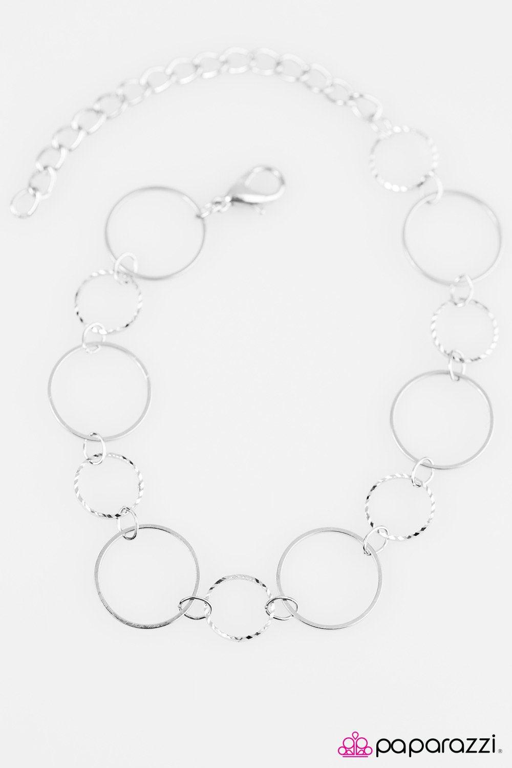 World of Shimmer Silver Bracelet - Paparazzi Accessories- on model - CarasShop.com - Paparazzi Jewelry by Cara Jewels
