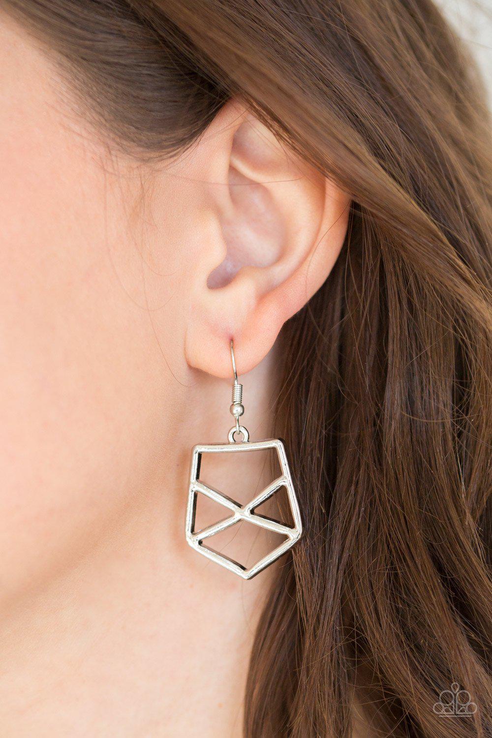 World Shattering Silver Statement Necklace - Paparazzi Accessories - free matching earrings -CarasShop.com - Paparazzi Jewelry by Cara Jewels