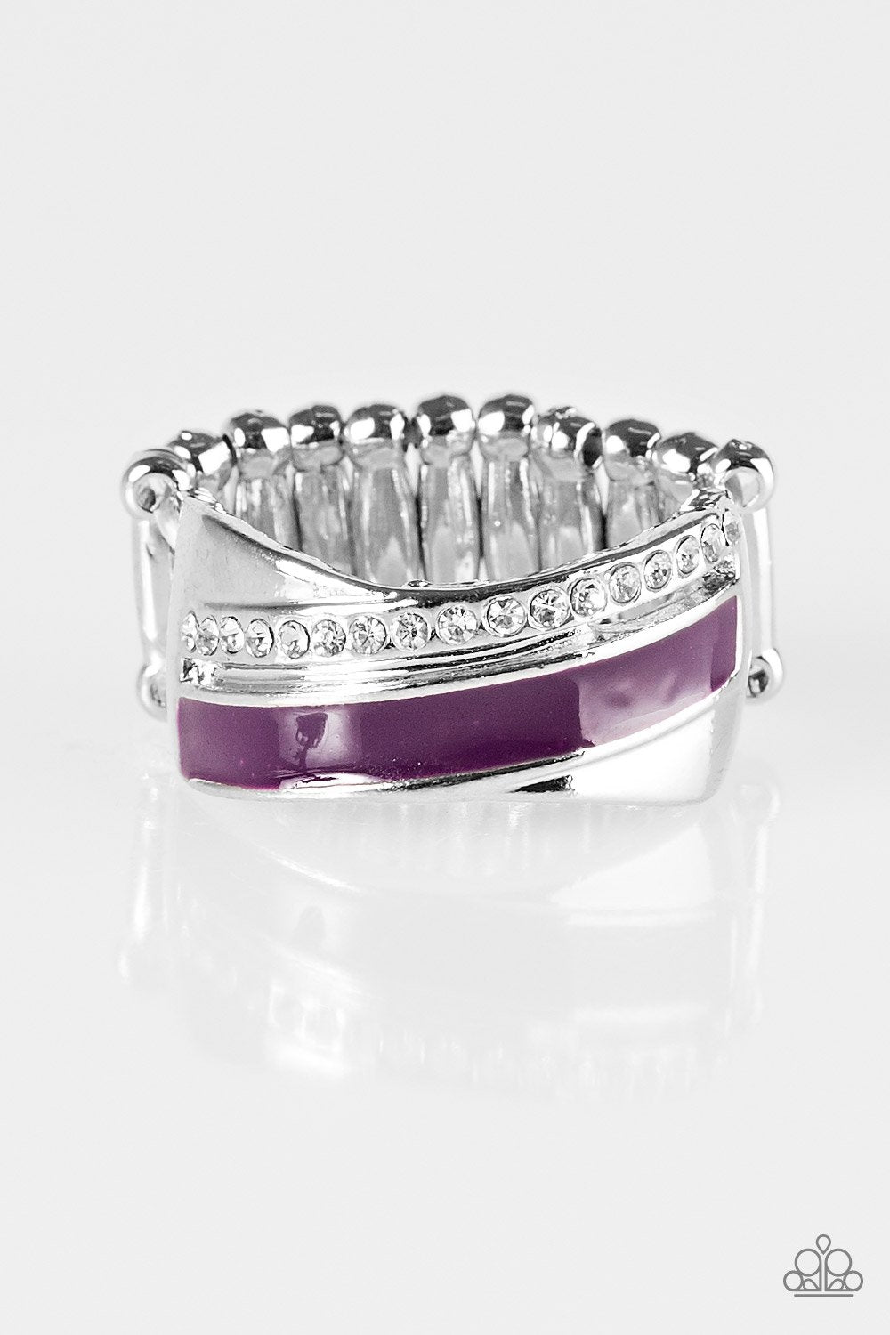 Wrapped In Radiance Silver and Purple Ring - Paparazzi Accessories- lightbox - CarasShop.com - Paparazzi Jewelry by Cara Jewels