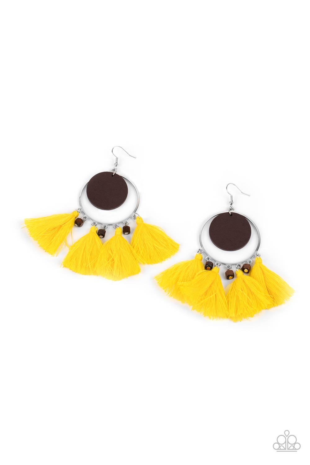 Yacht Bait Yellow Tassel Earrings - Paparazzi Accessories- lightbox - CarasShop.com - Paparazzi Jewelry by Cara Jewels