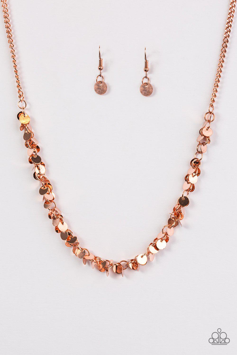 Year To Shimmer Copper Necklace - Paparazzi Accessories - free matching earrings -CarasShop.com - Paparazzi Jewelry by Cara Jewels