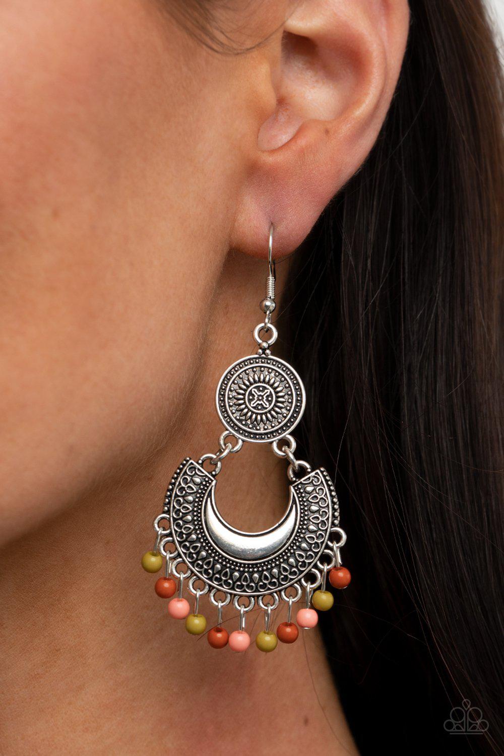 Yes I CANCUN Multi Earrings - Paparazzi Accessories- on model - CarasShop.com - Paparazzi Jewelry by Cara Jewels