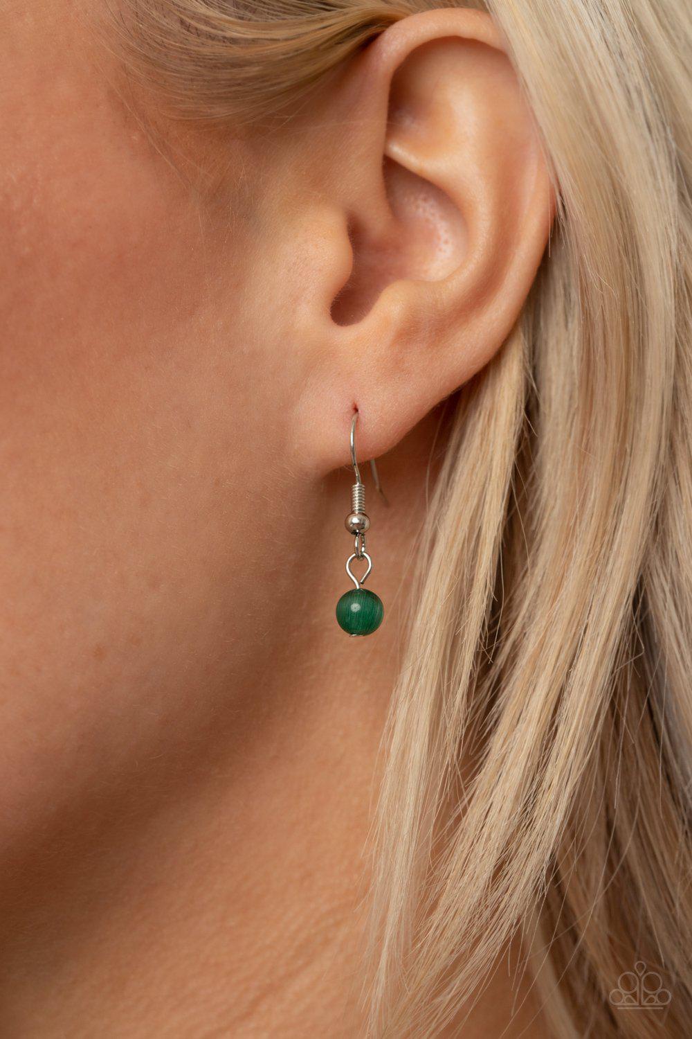 You Dropped This Green Teardrop Cat's Eye Stone Necklace - Paparazzi Accessories - free matching earrings -CarasShop.com - Paparazzi Jewelry by Cara Jewels