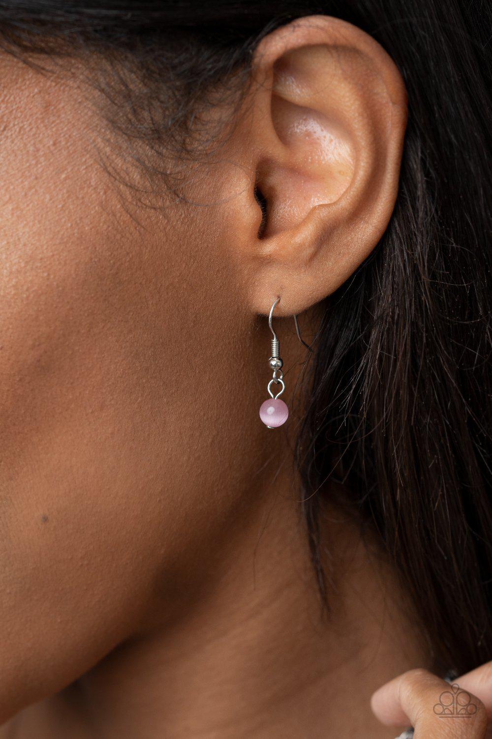 You Dropped This Pink Teardrop Cat's Eye Stone Necklace - Paparazzi Accessories - free matching earrings -CarasShop.com - Paparazzi Jewelry by Cara Jewels