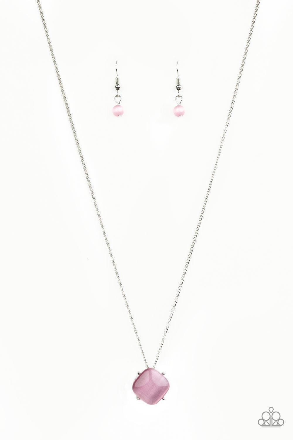 You GLOW Girl Pink Moonstone Necklace - Paparazzi Accessories - free matching earrings -CarasShop.com - Paparazzi Jewelry by Cara Jewels
