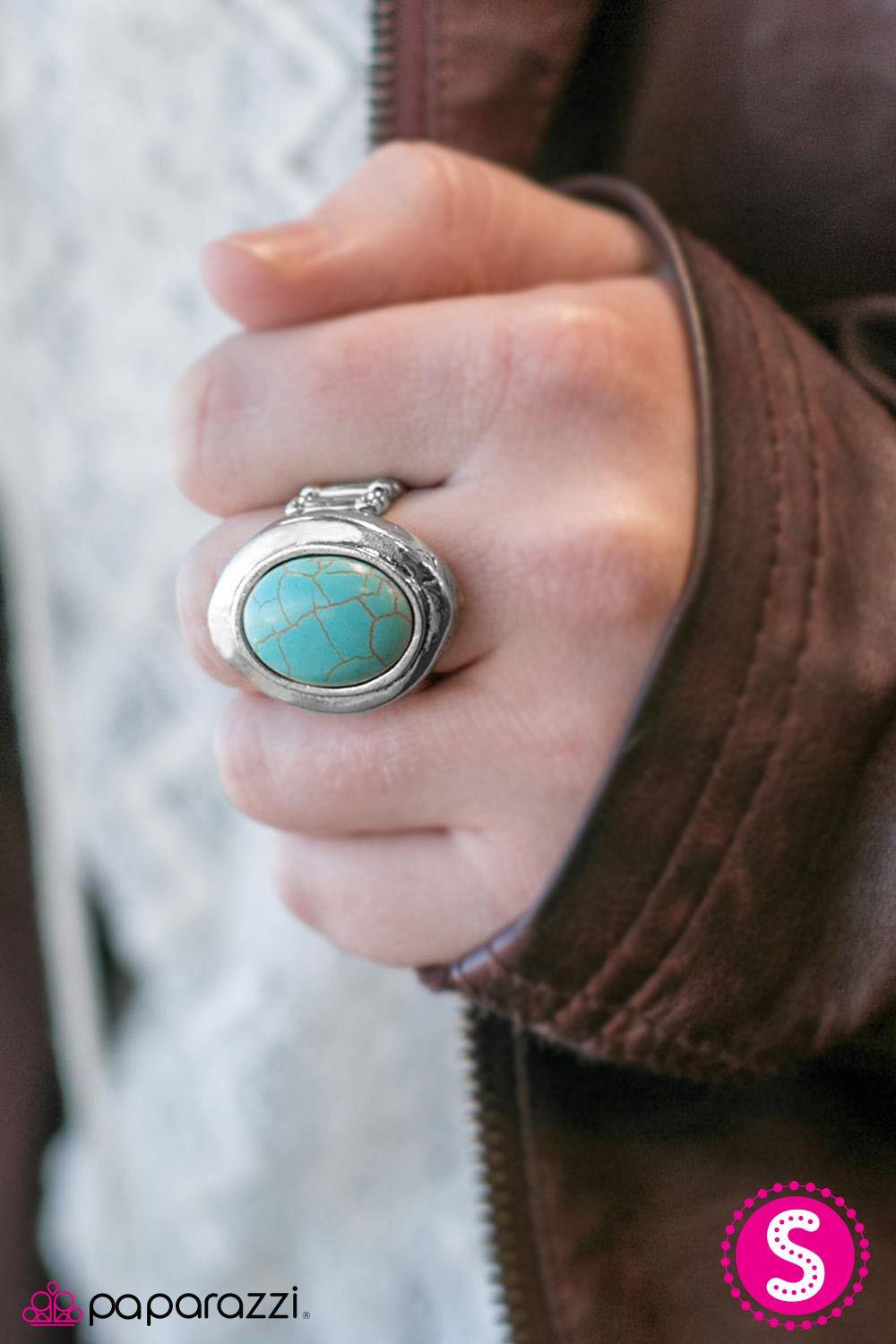 You Have My Attention Turquoise Blue Stone Ring - Paparazzi Accessories- lightbox - CarasShop.com - Paparazzi Jewelry by Cara Jewels