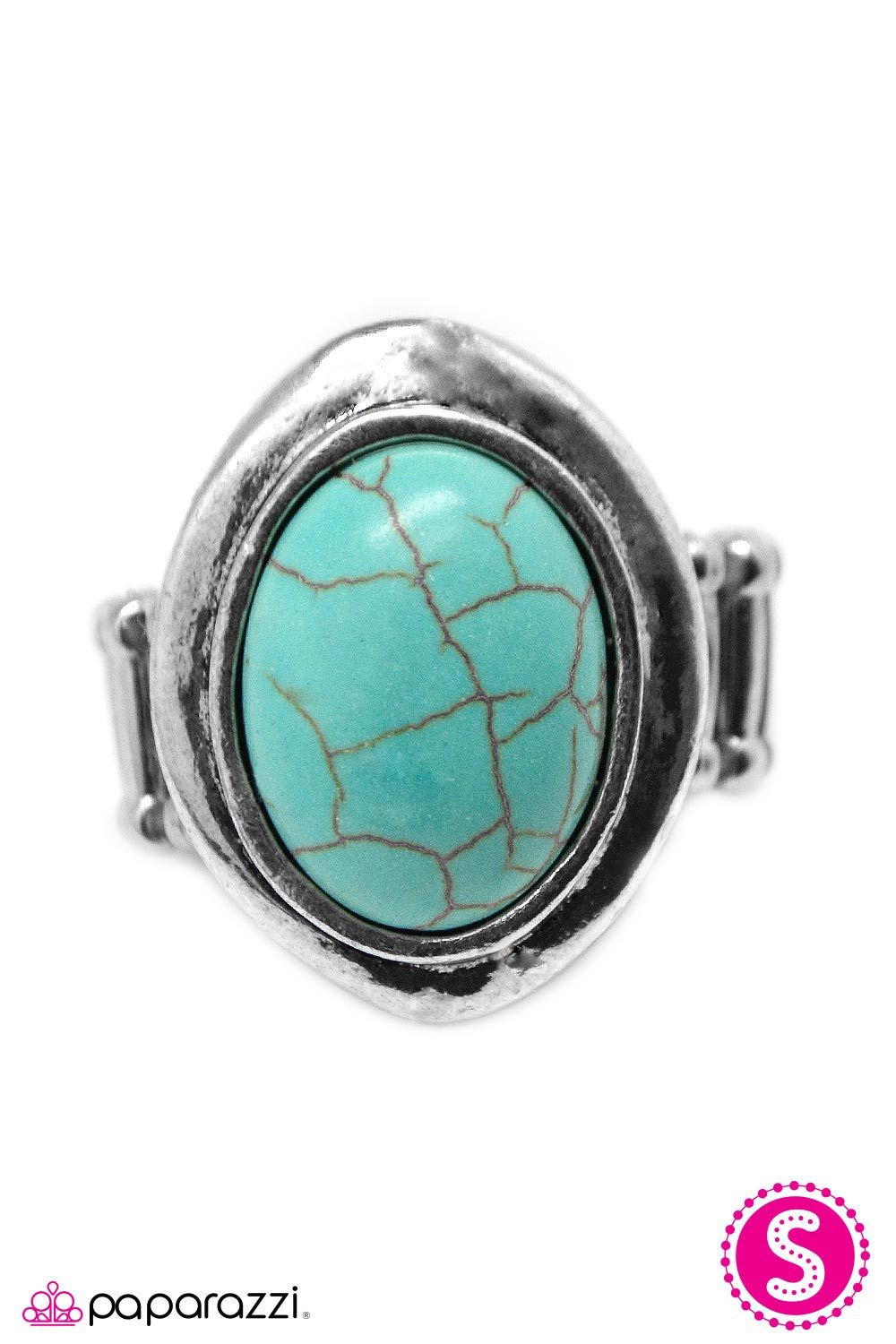 You Have My Attention Turquoise Blue Stone Ring - Paparazzi Accessories- on model - CarasShop.com - Paparazzi Jewelry by Cara Jewels