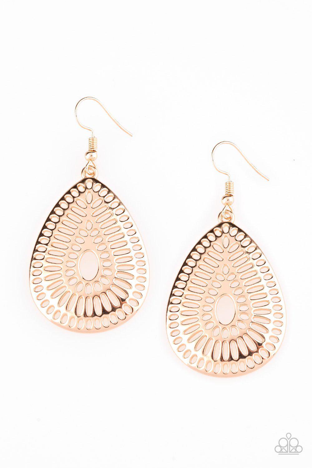 You Look GRATE! Gold Teardrop Earrings - Paparazzi Accessories- lightbox - CarasShop.com - Paparazzi Jewelry by Cara Jewels