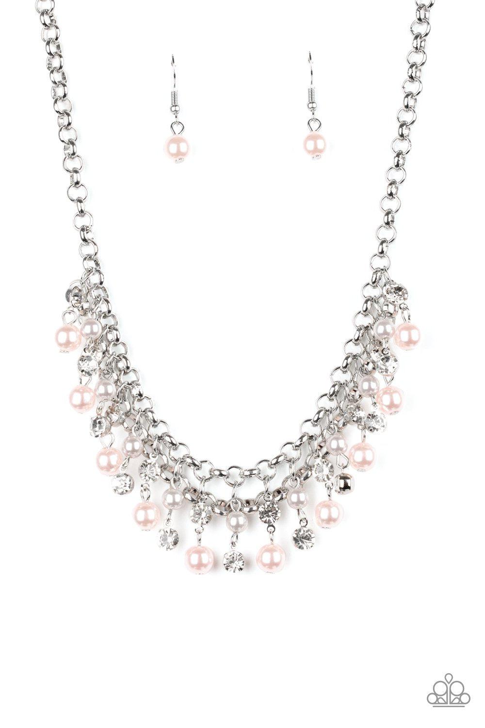 You May Kiss The Bride Multi Pink and White Rhinestone Necklace - Paparazzi Accessories- lightbox - CarasShop.com - Paparazzi Jewelry by Cara Jewels