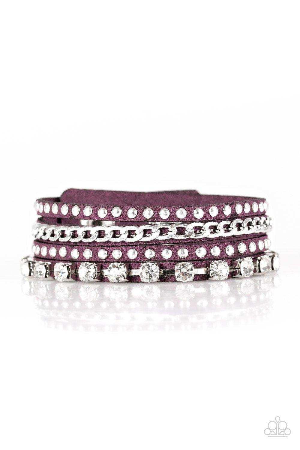 You Talkin To Me? Purple and Silver Urban Wrap Snap Bracelet - Paparazzi Accessories- lightbox - CarasShop.com - Paparazzi Jewelry by Cara Jewels