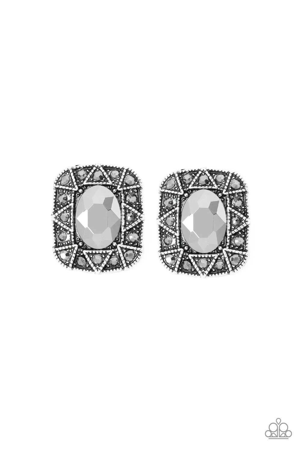 Young Money Silver Post Earrings - Paparazzi Accessories- lightbox - CarasShop.com - Paparazzi Jewelry by Cara Jewels