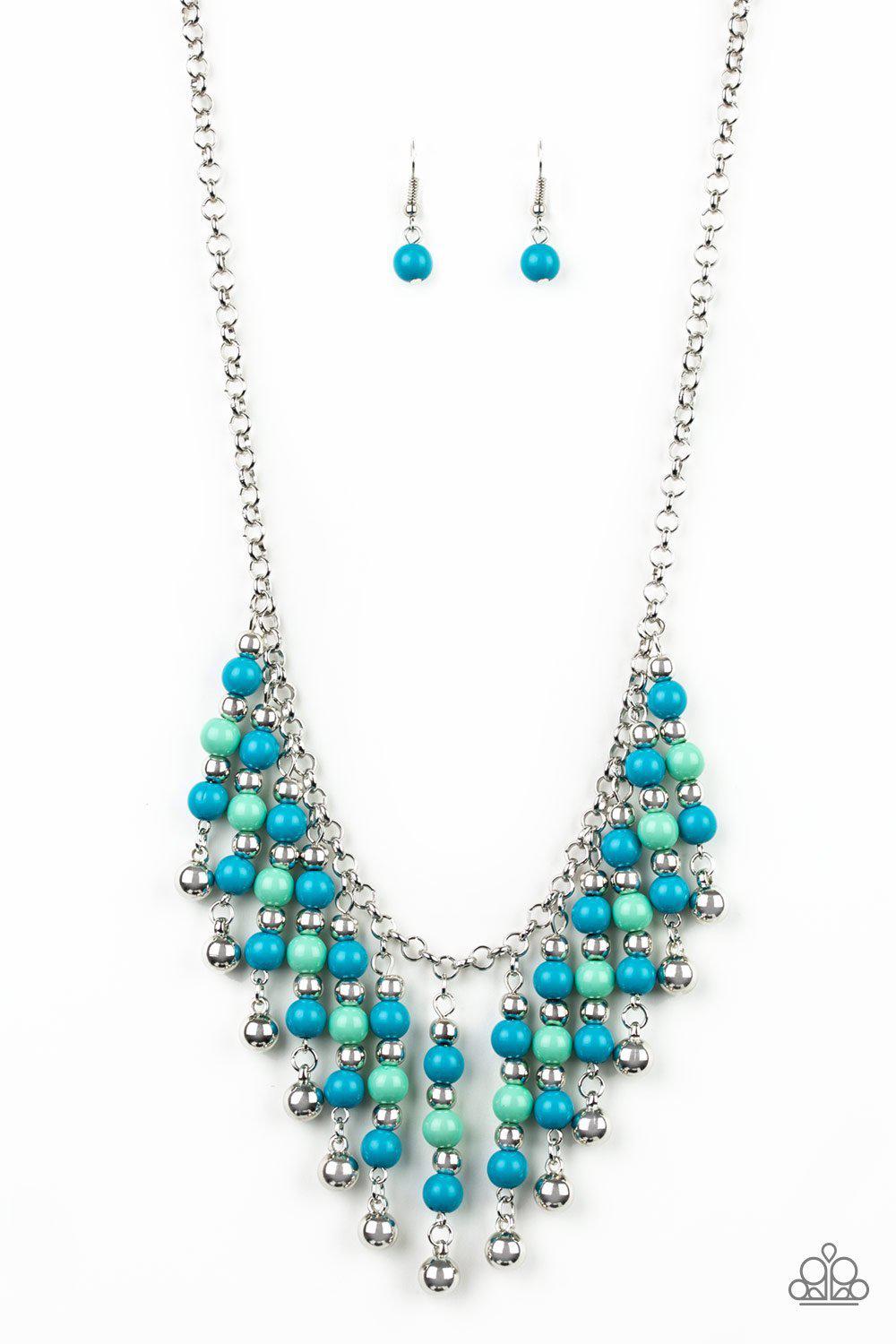 Your SUNDAE's Best Blue and Green Fringe Necklace - Paparazzi Accessories- lightbox - CarasShop.com - Paparazzi Jewelry by Cara Jewels