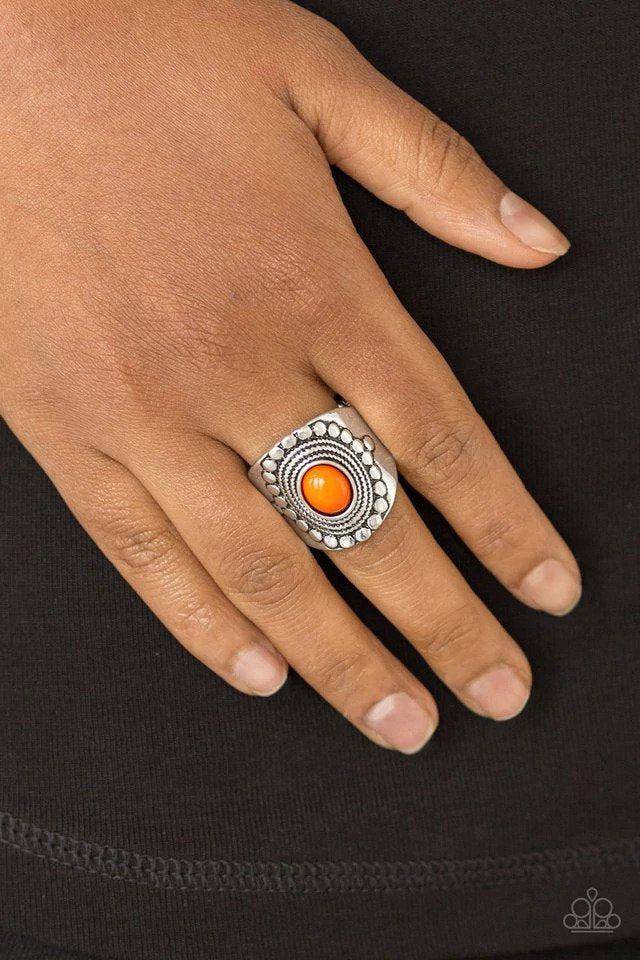 ZEN To One Orange Ring - Paparazzi Accessories- on model - CarasShop.com - Paparazzi Jewelry by Cara Jewels