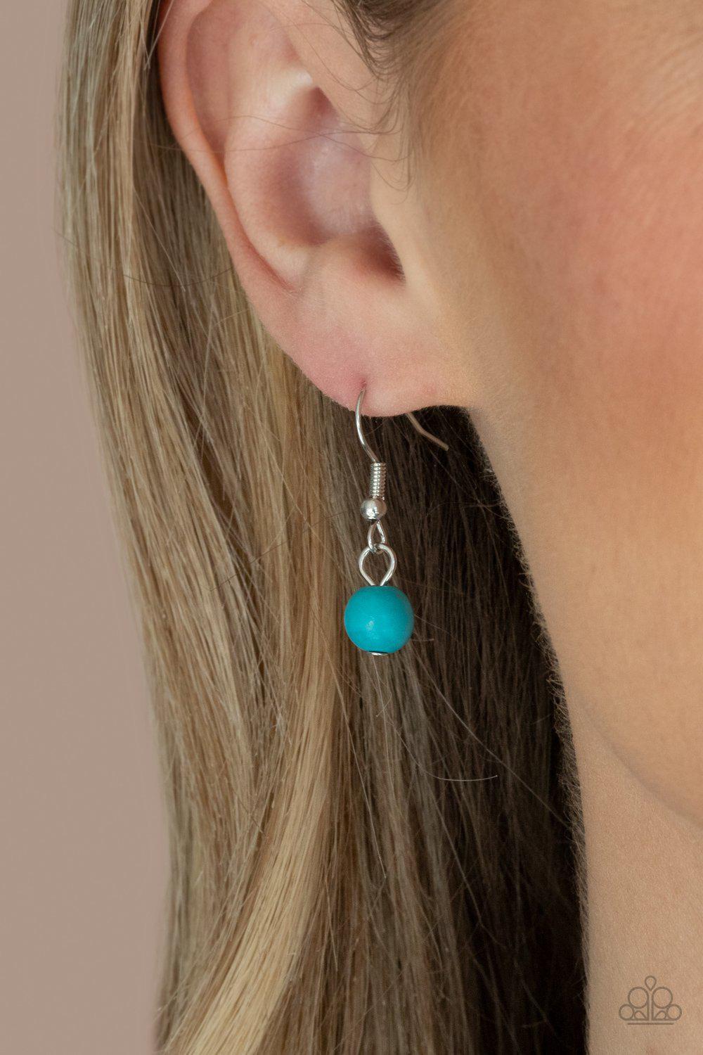 ZEN You Least Expect It Turquoise Blue Stone and Silver Necklace - Paparazzi Accessories - free matching earrings -CarasShop.com - Paparazzi Jewelry by Cara Jewels