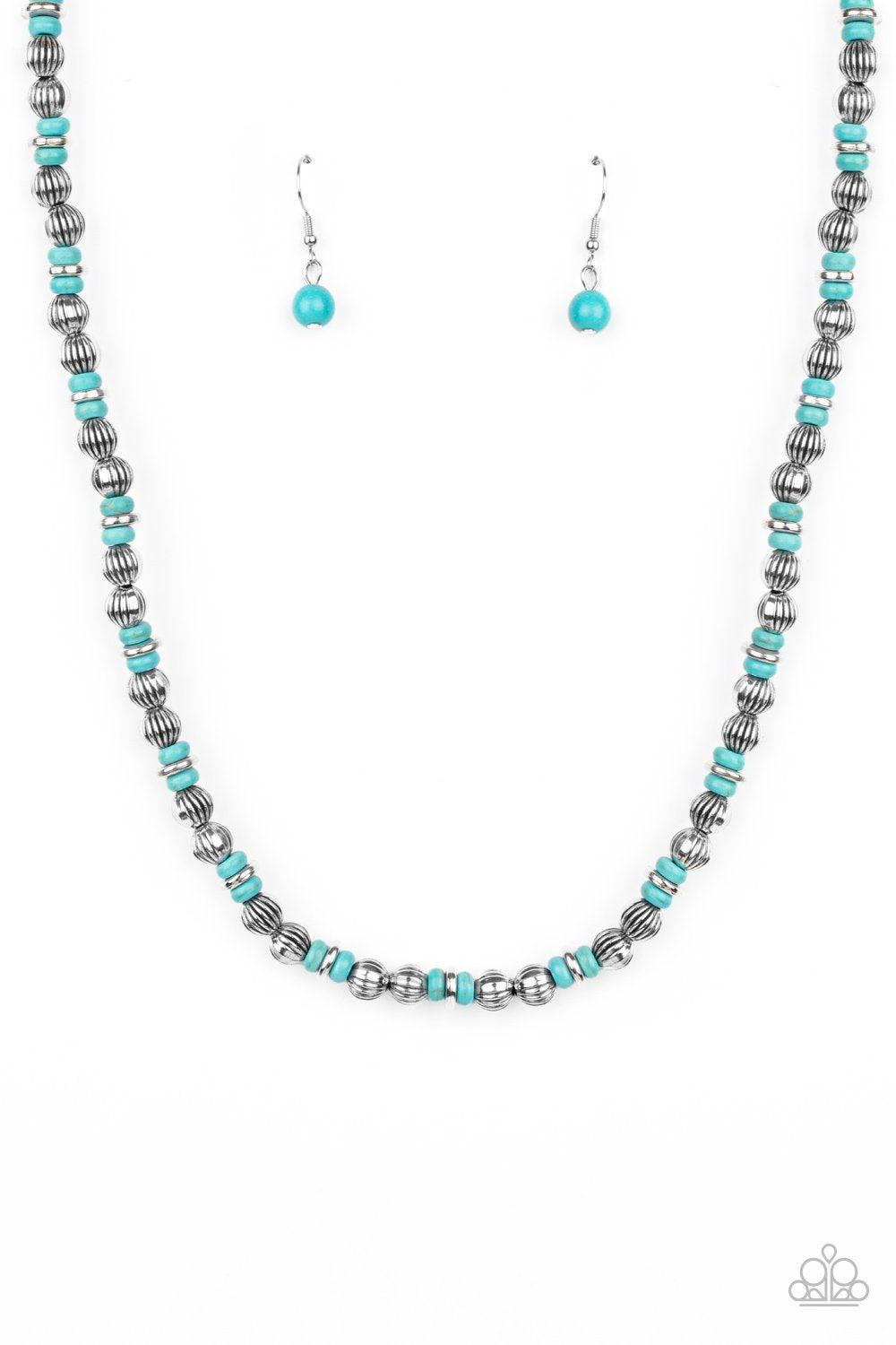 ZEN You Least Expect It Turquoise Blue Stone and Silver Necklace - Paparazzi Accessories- lightbox - CarasShop.com - Paparazzi Jewelry by Cara Jewels
