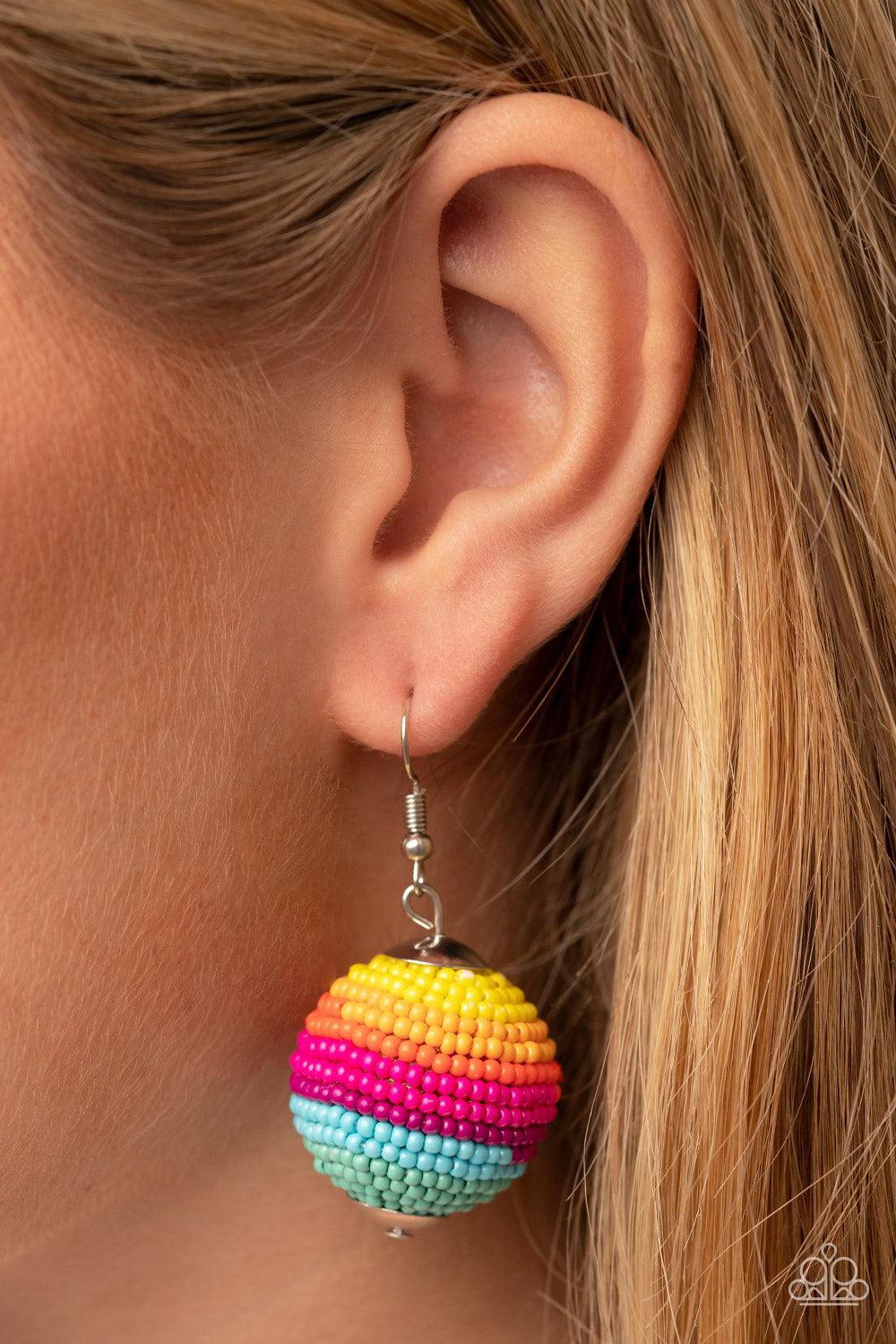 Zest Fest Multi Seed Bead Earrings - Paparazzi Accessories- on model - CarasShop.com - Paparazzi Jewelry by Cara Jewels