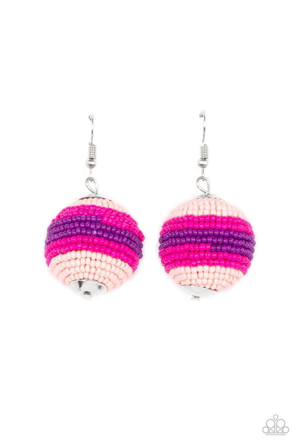 Zest Fest Pink Seed Bead Earrings - Paparazzi Accessories- lightbox - CarasShop.com - Paparazzi Jewelry by Cara Jewels