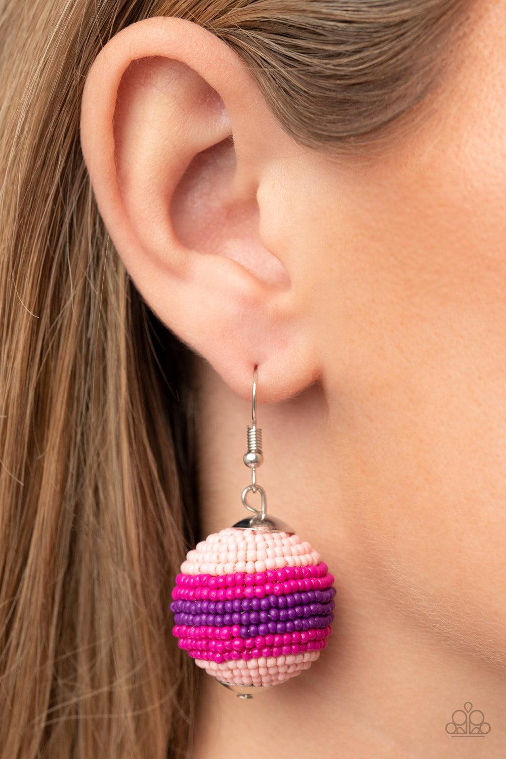 Zest Fest Pink Seed Bead Earrings - Paparazzi Accessories- lightbox - CarasShop.com - Paparazzi Jewelry by Cara Jewels
