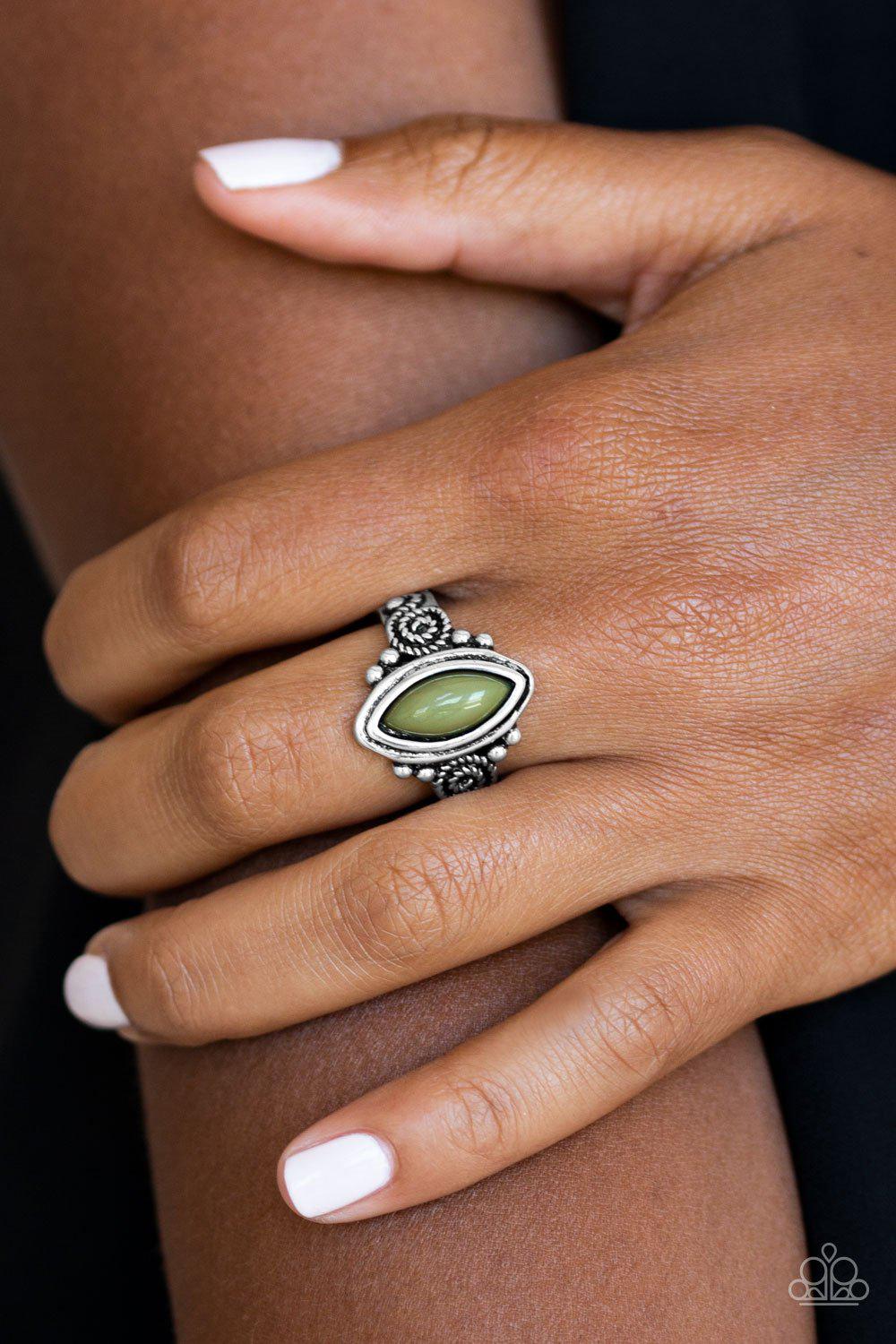 Zoo Hot To Handle Silver and Green Ring - Paparazzi Accessories- lightbox - CarasShop.com - Paparazzi Jewelry by Cara Jewels