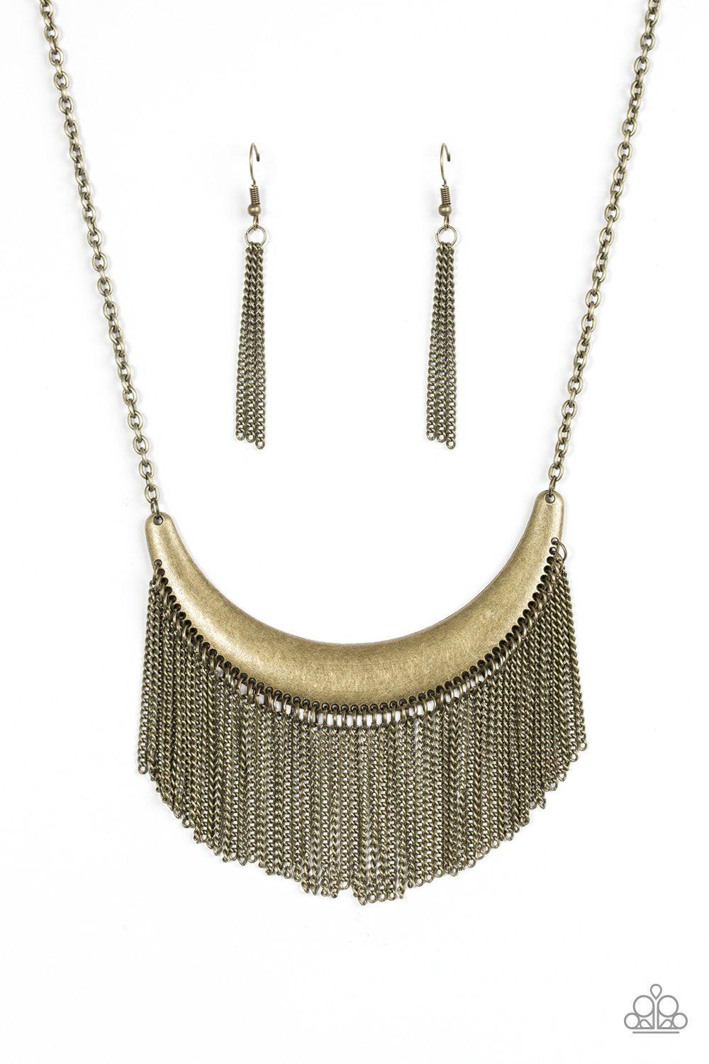 Zoo Zone Brass Fringe Necklace - Paparazzi Accessories- lightbox - CarasShop.com - Paparazzi Jewelry by Cara Jewels