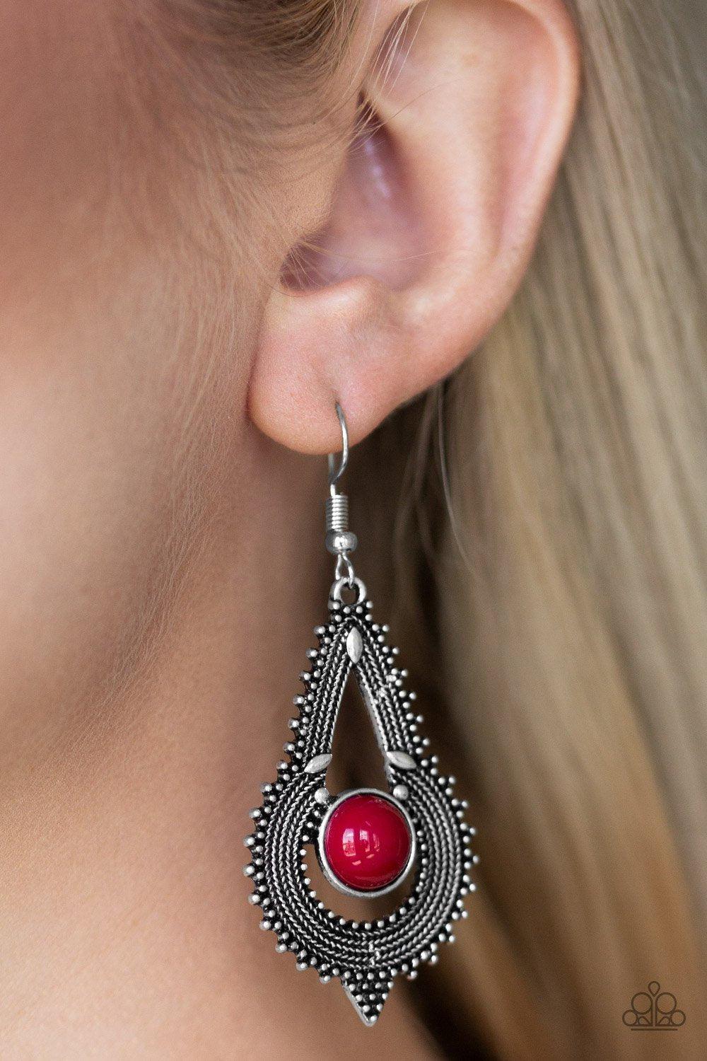 Zoomin Zumba Red Earrings - Paparazzi Accessories- lightbox - CarasShop.com - Paparazzi Jewelry by Cara Jewels